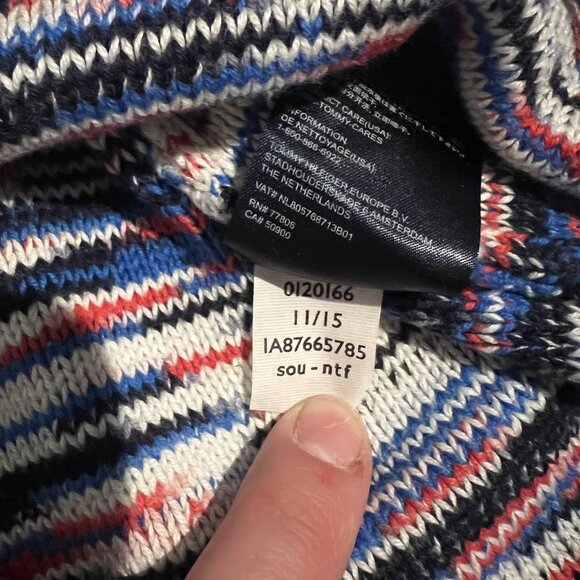 Tommy Hilfiger Womens Multicolor Striped Knit Sweater V-Neck Red White blue Smal - Picture 6 of 10
